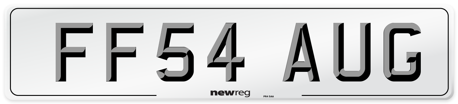 FF54 AUG Number Plate from New Reg